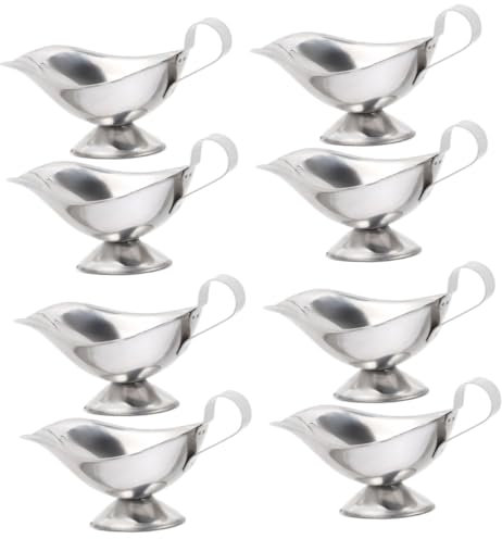 Gatuida 8pcs Gravy Bowl Spout Sauce Boat Pitcher Sauce Cup Stainless Steel Comfortable to Hold Handle Dishwasher Safe