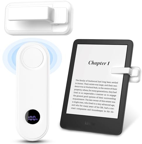 TiMOVO Remote Control Page Turner for Kindle Paperwhite Oasis Kobo eReaders, Clicker Page Turner with Wrist Strap and Power Display for iPhone iPad Android Tablet, Camera Video Remote Trigger-White