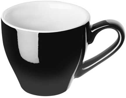 Olympia Cafe Stoneware Espresso Coffee Cups 100ml Pack of 12, Black | Thick walls retain heat for hot espresso, latte or mocha, offering commercial durability in busy hospitality venues.