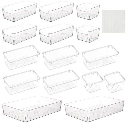 Cotreasure 15 Stück Schubladen Organizer(5 Größen),Drawer Organizer,Schubladenorganizer,GefüLlt 2 Schichten 56 X 32 cm Schublade für Kosmetik, Büros