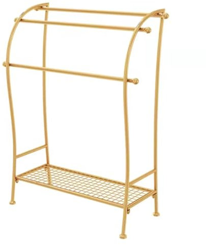 Handtuchständer, Handtuchhalter Freistehend for Badezimmer, Handtuchleiter Stehend Mit 3 Stangen, for Badetücher, Kleidung, Decken, Zeitungen, Platzsparend(Gold)