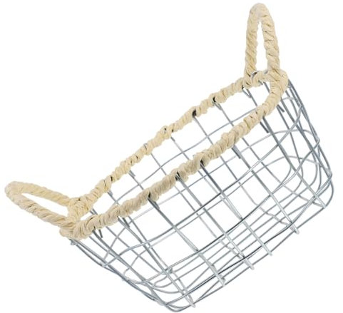 SECFOU Basket Iron Basket Fruit Bowl for Kitchen Counter Sturdy Iron Wire Weaving for Bread Snacks