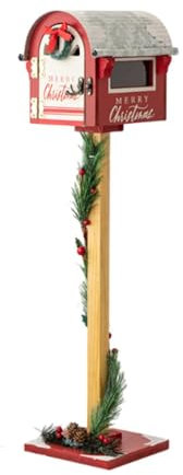 PNAJFUEL Christmas Decoratmailbox Mail Box Ornament Standing Letter Box for Holiday Front Door Living Room Indoor Outdoor Store/Red