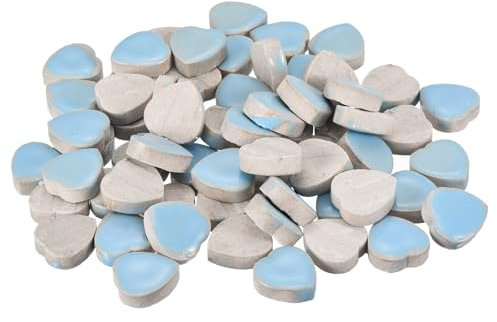 QUARKZMAN 200g Keramik Mosaikfliesen für Bastelbedarf, Herz Himmelblaue Keramikfliesen für Mosaik-Sets Garten Trittplatten Cup Mat