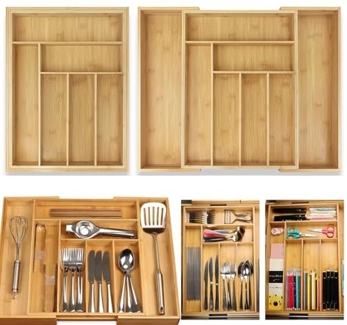 Lucn Cutlery Tray Expandable Organizer Kitchen Drawer Tray Insert Cabinet Utensil Box