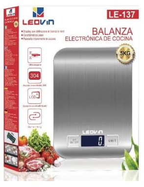 SQUADO Bilancia da Cucina Digitale, 5kg/0,1g, Display LCD Retroilluminato, Acciaio Inox, 14x18 cm