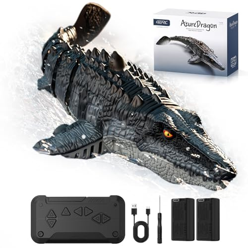 4DRC S11 RC Dinosaur Toys, Remote Control Water Toy, Pool Toys for Kids, RC Dino with Light and Spray Water for Swimming Bath Lake Ocean Christmas Birthday Gift