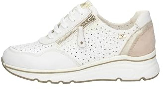 Valleverde 36061 Casual Sneaker Kvinnor Läder Vit Häl Kilklack 4 Cm Gummisula, Vit, 40 EU
