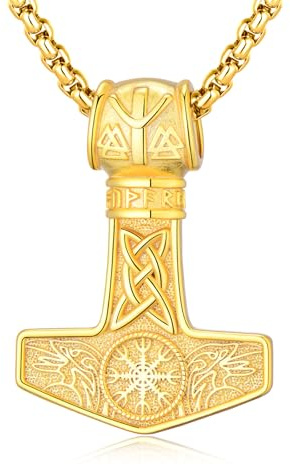 PARYFO Collar con colgante vikingo para hombres y mujeres, joyería Mjölnir | Celta/Dragón/Osos/Triquetra/Lobo Colgante Vikingo Joyería Regalo para Navidad Cumpleaños Regalos