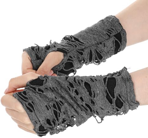 CIATBYYJ Fingerlose Punk-Handschuhe, bequeme elastische Gothic-Handschuhe für Halloween-Kostümparty, schwarze Gothic-Kleidung für Goth, Y2K, Cyberpunk-Cosplay, Emo-Zubehör für Frauen, Mädchen