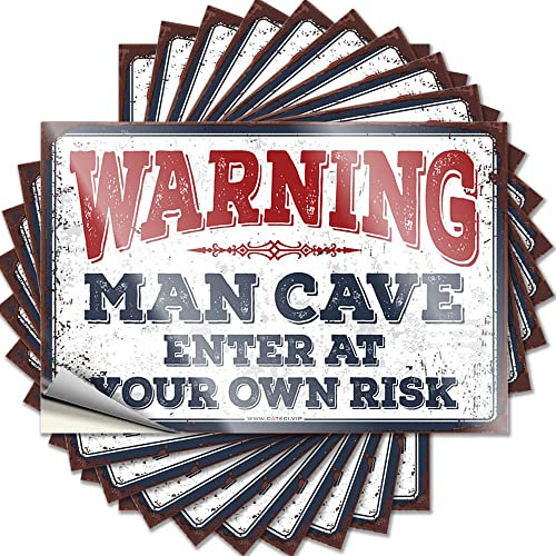 Wooden Door Sign Wrning Enter At Your Own Risk Funny Sticker 10 Pcs Rustic Bathroom Signs Funny Kitchen Decor(12X18CM)