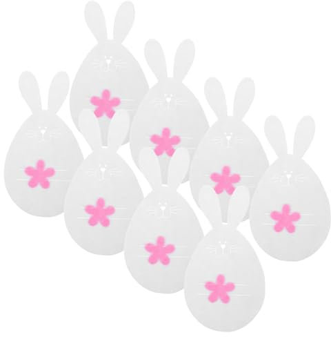 Mikinona 8 Stück Osterhasen-Besteckhalter Fröhliche Osterhasen-Partyteller Ostern für Aber Taschen für Gabelschneider Bestecktaschen mit Ostermotiv Schneidetaschen Vlies Rosa