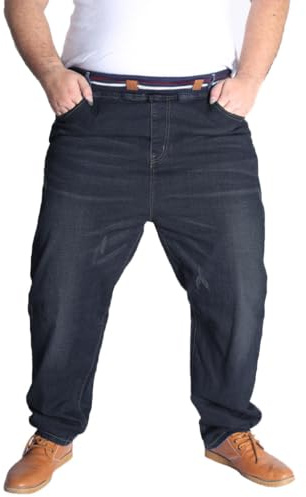 HZQIFEI Jeans Homme Grande Taille Loisir Pantalons en Denim, Jean Pantalons à Coupe Loose Fit Droite (Noir, 6XL)