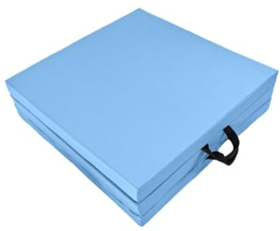 Perfeclan Dreifach Faltbare Trainingsmatte, Pilates-Pad, Aerobic, leicht, vielseitig einsetzbar, rutschfest, weiches Kissen, Gymnastik-Pad für Fitnessstudio, Blau