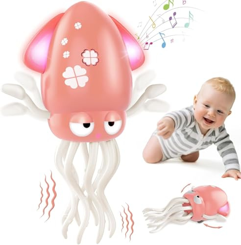 Abnaok Electric Dancing Octopus Toy, Tanzendes Oktopus-Spielzeug für Kinder mit LED & Musik, 2 Modi Aufrecht & Krabbelnd (Rose)