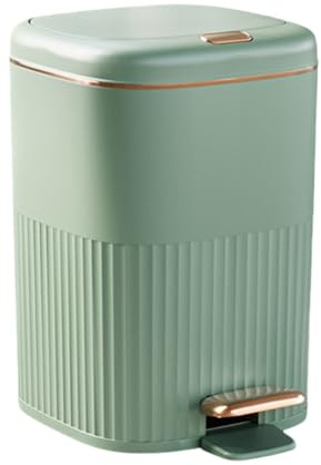 Poubelle de cuisine mince avec couvercle à fermeture douce, grande capacité, en plastique, avec couvercle escamotable, for chambre, bureau, salon, salle de bain(vert,15l)
