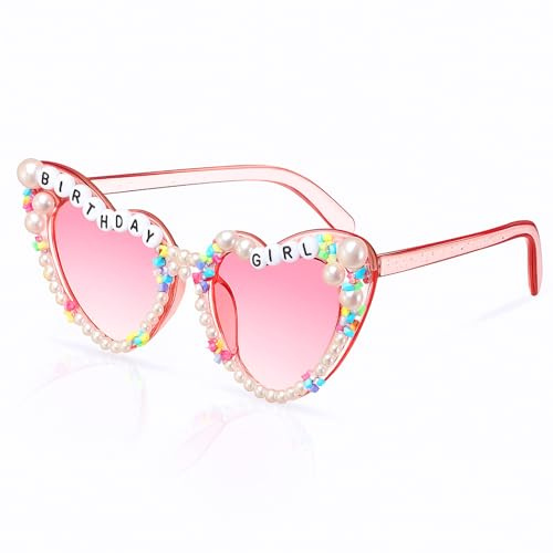 APLZGMG Birthday Girl Brille, Damen Herzbrille, Geburtstagsbrille für Frauen, Glitzer Herz Sonnenbrille, Birthday Girl Partybrille, Geburtstagsfeier Accessoires, Outfit Geschenk für Frauen