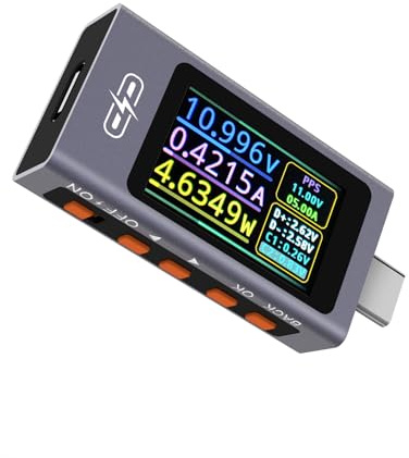 UT01C POROMETISTO Multímetro y Comprobador USB C | Voltímetro, amperímetro, vatímetro digital, capacidad 3.3V-30V/12A, bidireccional, curvas, prueba protocolos