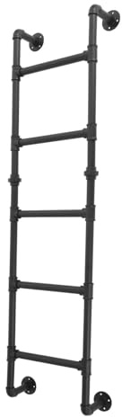 ZENSTYW Escaleras De Metal para Áticos,Montaje En Pared,Escada De Interior De Litera,Escalera De Hierro Forjado De Salida De Incendios,para Ático,Dormitorio,Almacén,Terraza(5.4 FT)