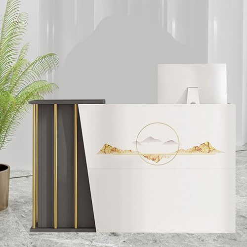 CBPTTM Banco Parrucchiere Professionale – Mobile con Cassetti e Ripiani per Salon di Bellezza,Reception Estetica,per Hotel,Hall,Ufficio,Bancone Reception Ufficio C 140cm