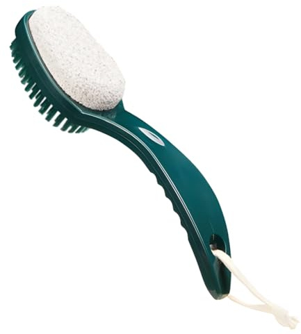 Vestamore Doppelseitiger dunkelgrüner Fußschrubber, 2-in-1-Fußfeilenbürste, Hornhautentferner für Spa Fußpflege, 19 x 3,5 x 5 cm