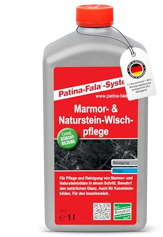Patina-Fala® Marmor- und Naturstein Wischpflege 1 L Konzentrat – Reinigung & Pflege in einem Schritt – Für Marmor, Natur- & Kunststein – Kein Schichtaufbau – Bewahrt Glanz – Made in Germany