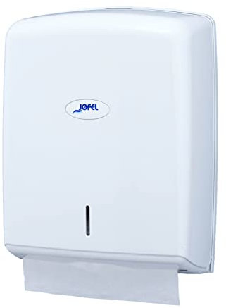 Jofel - Distributore di asciugamani, asciugamano per il viso, a parete, fino a 600 asciugamani a zig-zag, igienico, involucro in ABS di alta qualità, Valor AH37000, bianco