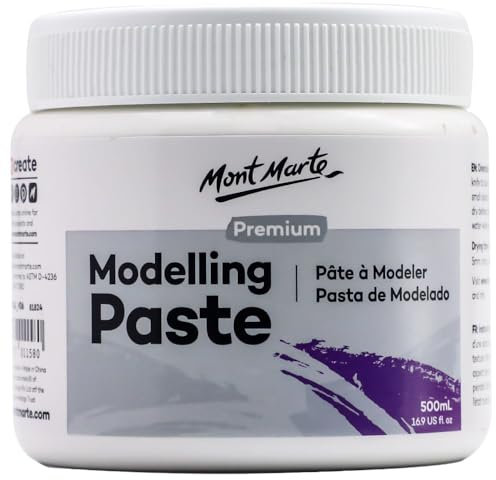 Mont Marte Pasta Modellante 500ml – Bianco – Ideale per Effetti 3D – Adatto per pittura Acrilica e Pittura a Olio – Pasta Volume 3D su Tela