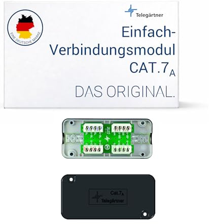 TELEGARTNER Einfach-Verbindungsmodul Cat.7^A schwarz | Klasse FA 1000 MHz, 10GbE & PoE+ kompatibel, für geschirmte/ungeschirmte Leitungen, AWG26-22, IDC-Schneidklemmen