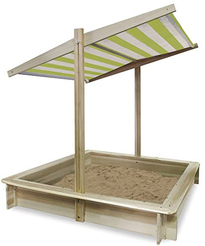 Eichhorn Outdoor Sandkasten, mit Sitzfläche und wasserfestem Dach, Dach als Sonnenschutz und Abdeckung, 120x120cm, Sitzhöhe 20cm/Sitzbreite 11cm, Fichtenholz