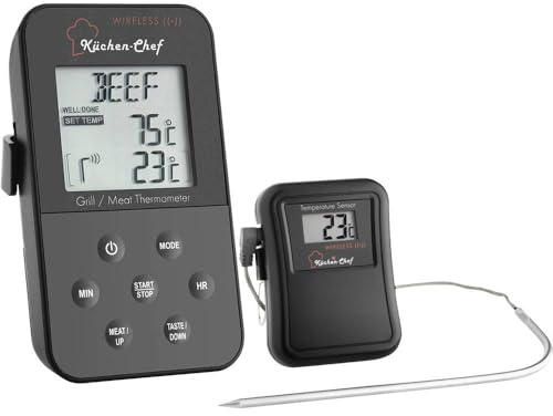 TFA Dostmann Küchen-Chef Funk-Grill-Bratthermometer, 14.1504, für ideal gebratenes Fleisch, L 60 (65) x B 21 (28) x H 105 mm