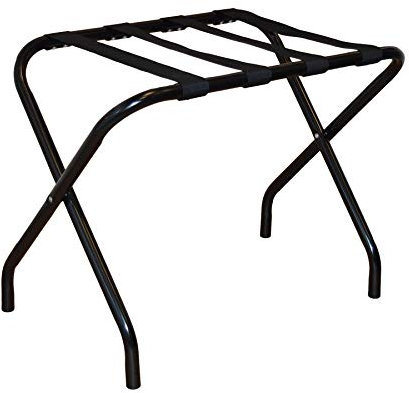 Harbour Housewares Folding Metal Luggage Rack - Black - Pack of 1 - Portable Folding Single Tier Home Bedroom Suitcase Foldable Suit Case Holder Travel Chest Storage Stand