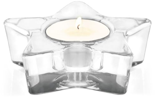 H&H HY/6432 Porta Vela de Cristal, con Forma de Estrella de 5 Puntas, 10, 10 x 10 x 3 cm