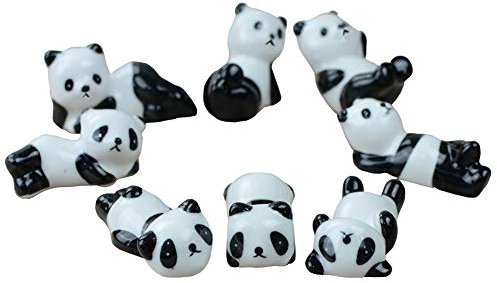 HugeStore 6 Pcs Chinese Cute Pandas Pattern Ceramic Chopsticks Rest Rack Knife Rests Holder