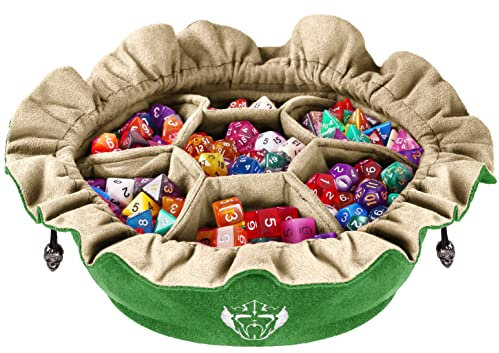 CardKingPro Immense Dice Bag con Tasche - Verde - capacità 150+ Dadi - Ottimo Organizzatore per Collezionisti, Perfetto per Dungeons & Dragons [Design Brevettato]