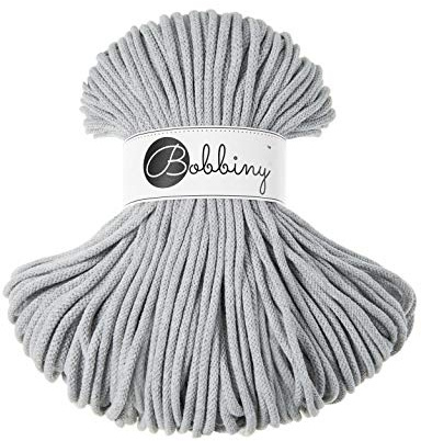 Bobbiny Oeko-Tex Kordel 5mm x 100 Meter für Makramee und Basteln in Light Grey