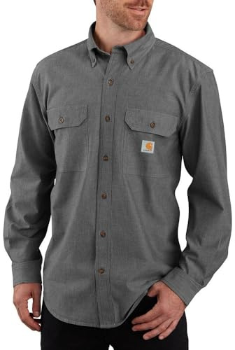Carhartt Loose Fit Midweight Chambray Long-Sleeve Shirt, Camicia abbottonata Pratica da Lavoro Uomo, Black Chambray,