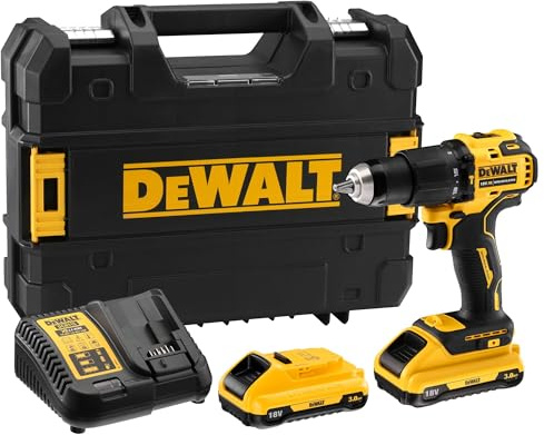 DEWALT DCD709L2T-QW 18V XR Borr-/skruvdragare med Slagfunktion, 2 x 3.0 Ah, Svart, Gul