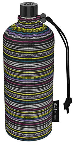 Emil Trinkflasche aus Glas für Mädchen & Jungen isolierte Glasflasche für Schule, Freizeit, Sport: Kinder & Eltern BIO Neon 0,4l