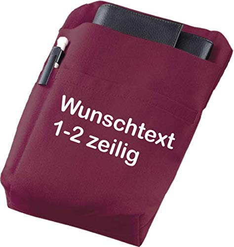 freitex Kellnertasche individuell bedruckt. Personalisiert mit Text 1-2-zeilig (Bordeaux, Ohne Gürtel)