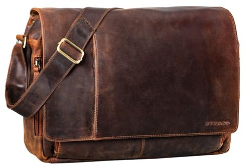 STILORD 'Elias' Echtleder Umhängetasche 15.6 Zoll - der verbesserte Klassiker - Vintage Lifestyle 2.0, Farbe:kansas - braun