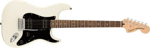 Fender by Squier Affinity Series Stratocaster HH Chitarra Elettrica, Tastiera in Lauro, Battipenna Nero, Olympic White