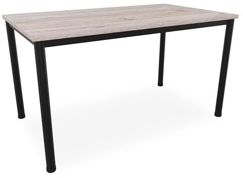 Schreibtisch u. Besprechungstisch mit schwarzem Tischgestell | Konferenztisch Bürotisch Computertisch Mehrzwecktisch Arbeitstisch PC-Tisch Homeoffice-Tisch (Eiche modern, 140 x 80 x 77,5 cm)