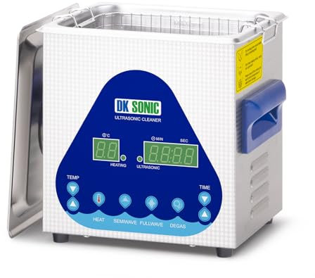 DK SONIC Nettoyeur Industriel à Ultrasons 2L,60W Nettoyeur Commercial à Ultrasons avec Minuterie Codée, Chauffage et Panier, Polyvalent pour Bijoux, Lunettes, Chaînes, Montres