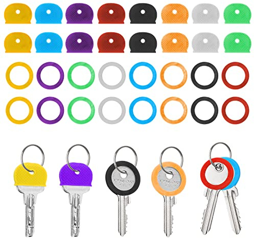 Prasacco Lot de 32 capuchons de clé en plastique pour organisation des clés de maison - 2 styles - Couleurs