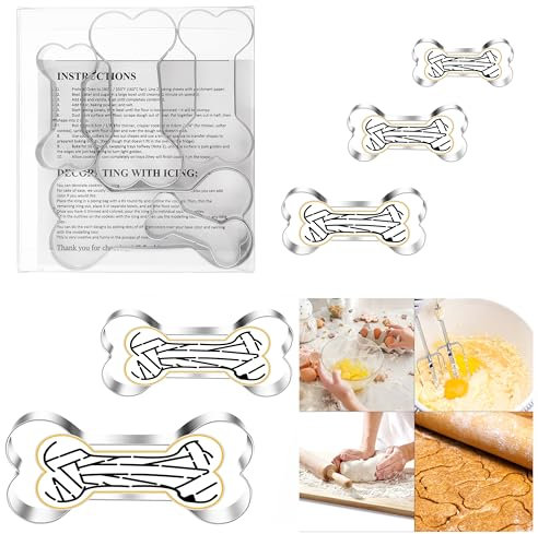 Mrcookie juego de cortadores de galletas de hueso de perro 5 piezas, cortadores de galletas de molde de galletas infantiles en forma de cortadores de sándwiches de acero inoxidable.