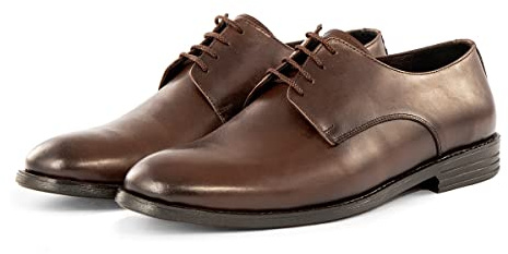 Ducavelli Pierro Chaussures classiques en cuir véritable pour homme, marron, 43 EU