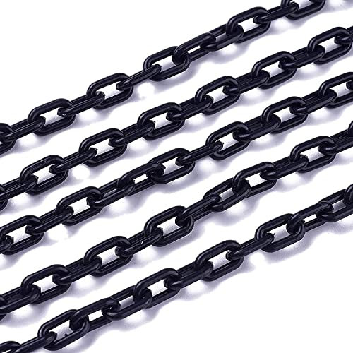 CAZARU Parkschlösser, Parkstapel, Parkbarrieren, Schwarze Kunststoff-Kettenbarriere, Absperrkette mit 2 S-Haken, Warnkette für Parkplätze, Baustellen, robust und langlebig