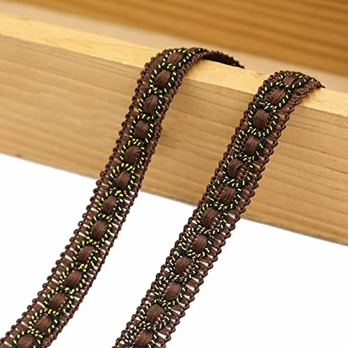 Wambere 10m Spitze-Borten,Spitzenbordüre Spitzenband,Dekoband Zierband Geschenkband Spitzenborte Schnur Kordelband für Hochzeit Braut, Kostüm oder Schmuck, Kunsthandwerk und Nähen,Braun