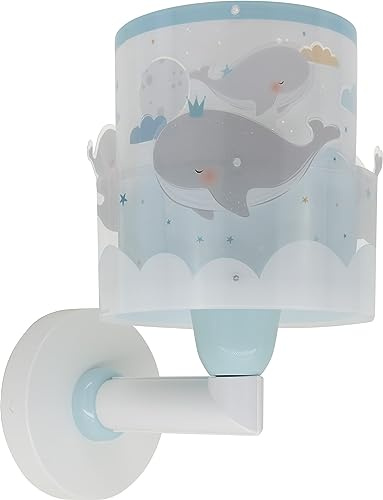 Dalber kinder Wandlampe kinderzimmer, Kinderlampe Wandleuchte Whale Dreams Wale Blau Tiere, 61179T, E27